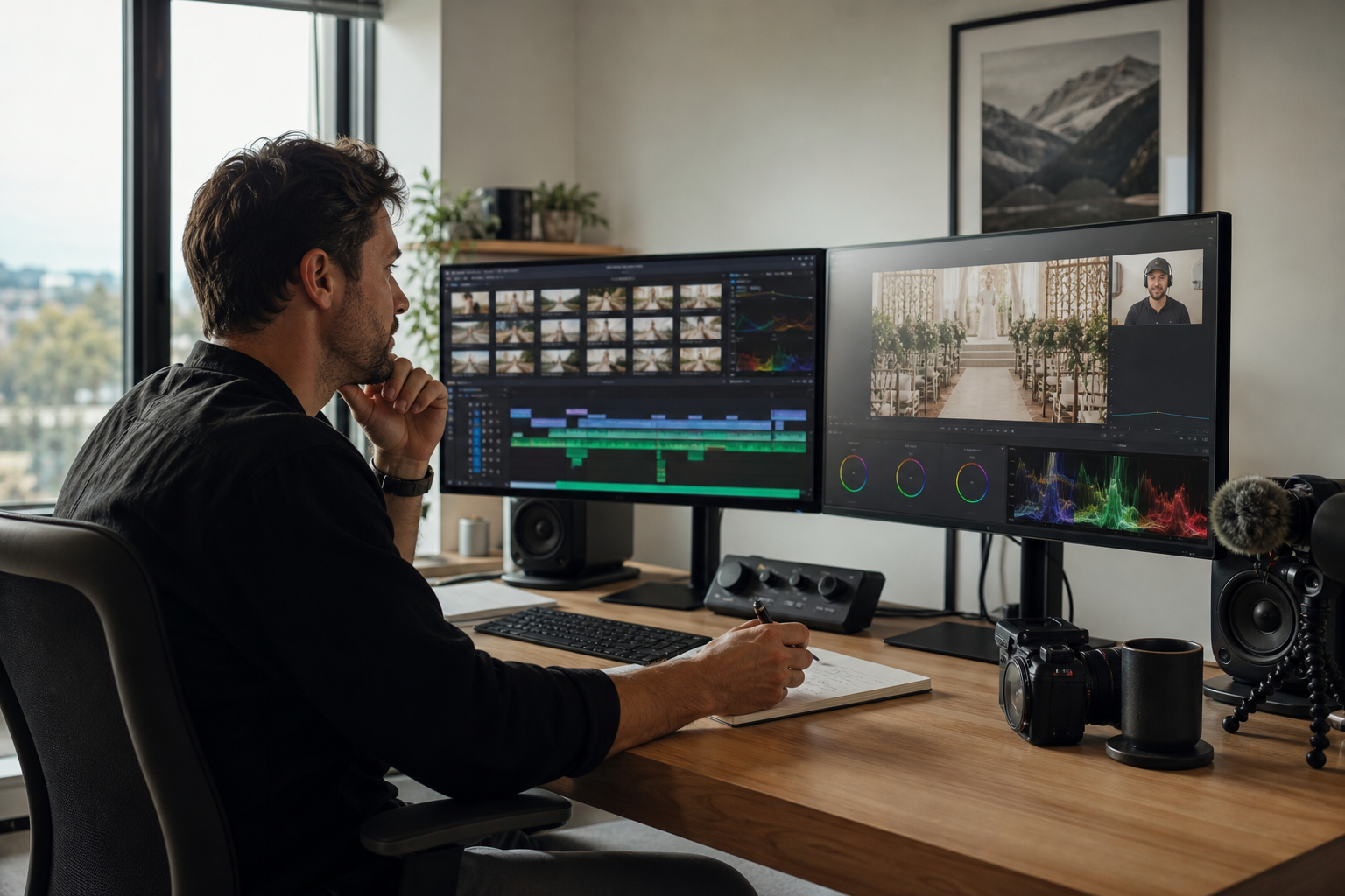 Wedding videographer outsourcing wedding video editing to a professional post-production team
