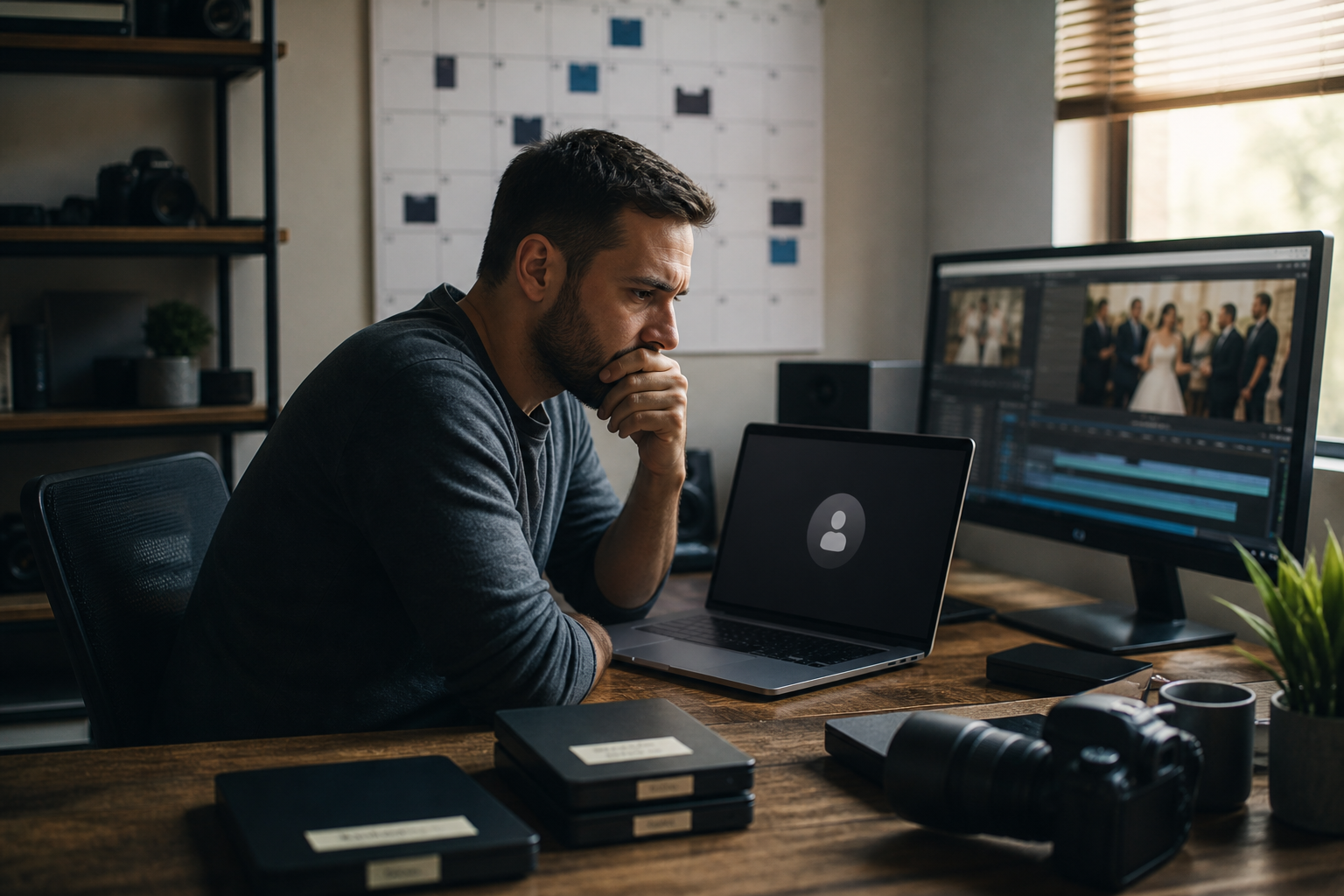 Wedding videographer managing a seasonal backlog after an editor becomes unavailable